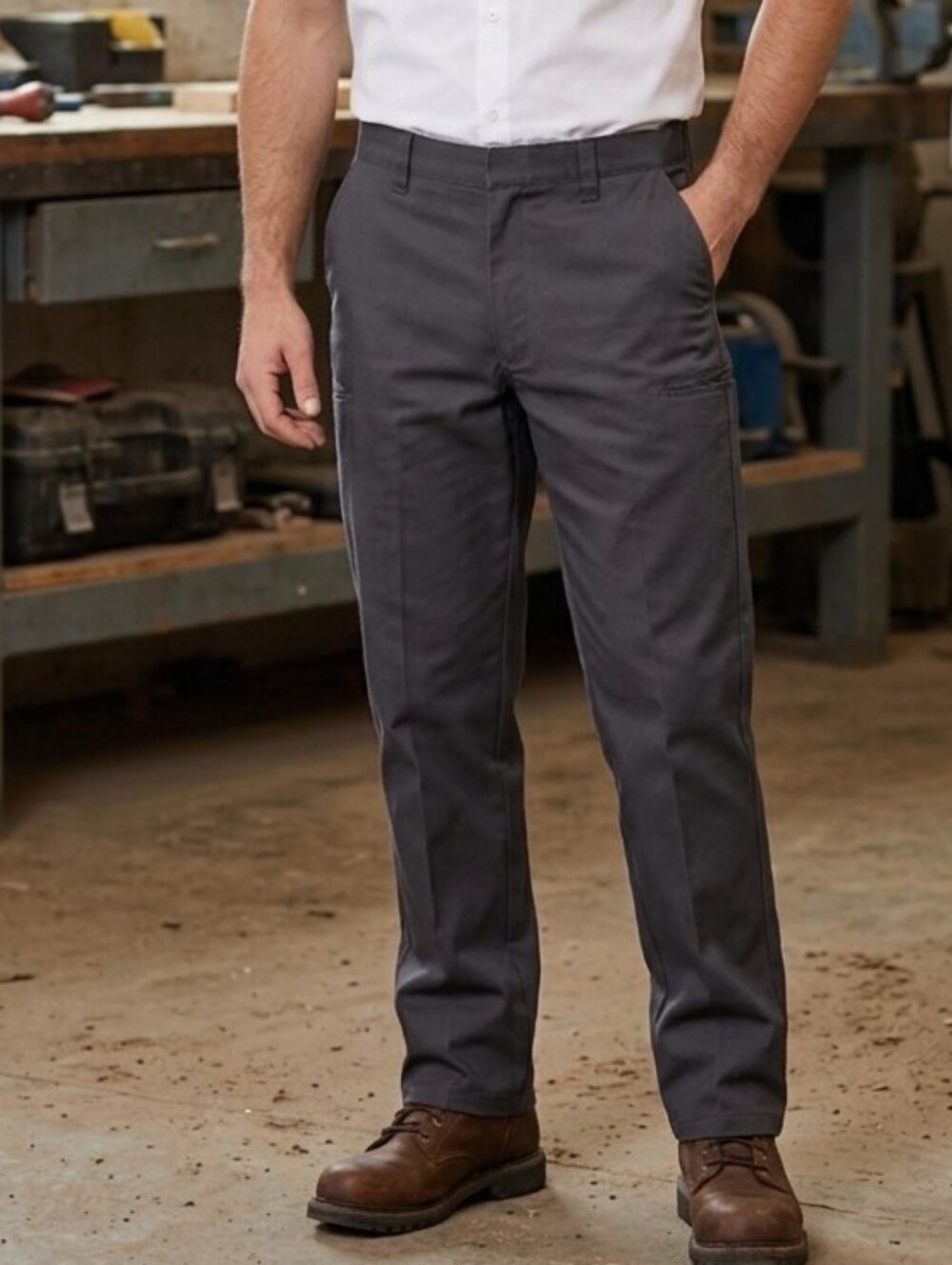 OOBE Charcoal Dark Grey Mens New Work Wear Pants Size 32/36 Utility Multi Pocket